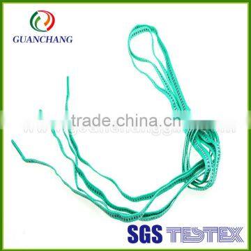 Custom wholesale polyester fabric textile plain colors reflective flat shoe laces with clear plastic tips