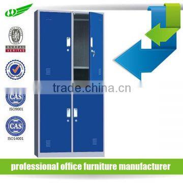 2 tier 4 door clothes steel locker design for worker use, staff/gym metal wardrobe