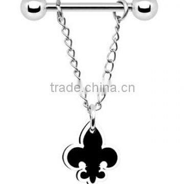 Black White Chain Dangle Nipple Ring