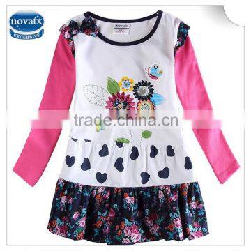 (H6643) white 2-6 years new 2015 winter dresses girls nova kids clothing beaded embroidery fashion kids dress flower child dress