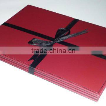 Promotional rectangular faux leather table mat, OEM PU coaster mail-order packing