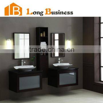 LB-JX2136 Lacquer balck custom bathroom cabinet design for hotel