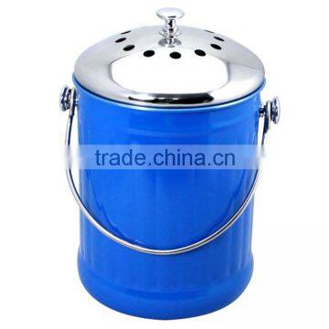 1.0 Gallon Colorful Painting Kitchen Metal Garbage Waste Bin With Stainless Steel Lid photo-6