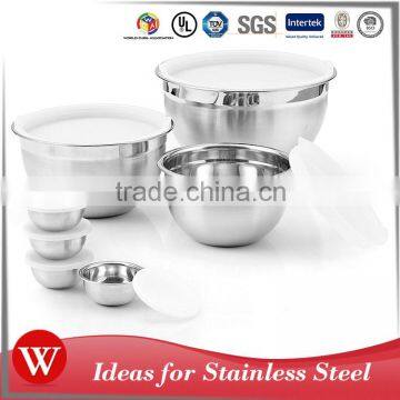 China wholesale 4pcs 304 stainless steel Non-skid Mixing Bowl set With Lid