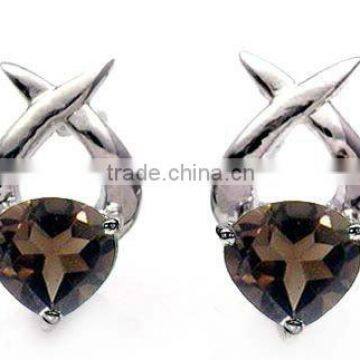 1.85ctw Genuine Smoky Topaz Hearts .925 Sterling Silver Stud Earrings