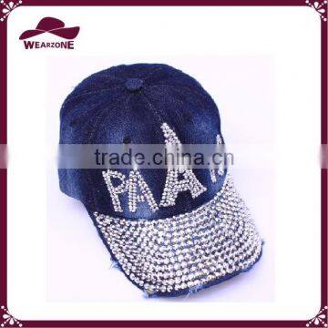 2016 new spring denim bb cap with sequins