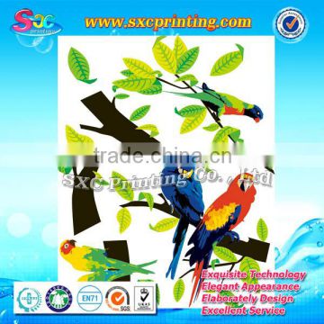 Chinese characteristic wall decor stickers with lively birds and vitality trees , tree wall sticker