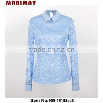 Lace korean style clothes new design fashion ladies blouse 2015