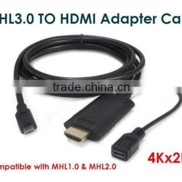 HIGH QUALITY 4Kx2K (3D supported), MHL3.0 Micro USB TO HDM I Adapter Cable for Samsung S4/S5