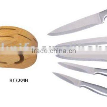 Stainless Steel Knife Set -6Pcs With Wooden Block