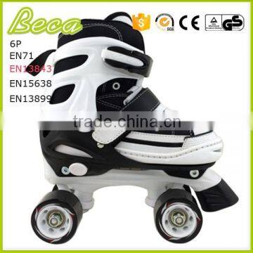 wholesale adjustable black white roller quad skate for girls