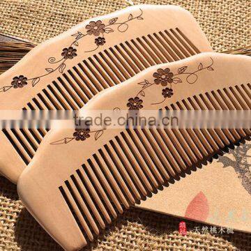 Natural Handle Combs Peach Material Nature Color Hair Wood Comb Hair Combs With Laser Logo photo-2