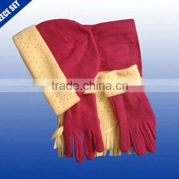 Promotional Christmas gifts winter fleece scarf hat gloves sets