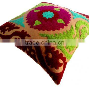 RTHCC-32 Eye Catching Floral Color Combination Designs Export Quality Jaipur Embroidery Cotton Suzani cushion covers Christmas