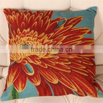 Wholsale Chrysanthemum One Side Digital Printing Linen Cushion Cover