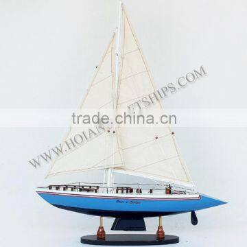 STARS AND STRIPES YACHT, INTRICATE NAUTICAL CRAFT FROM VIETNAM - WOODEN SHIP FOR DECORATION