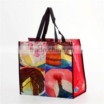 CMYK full color printed custom PP woven shopping bags 110g eco friendly material PP woven tote bag .