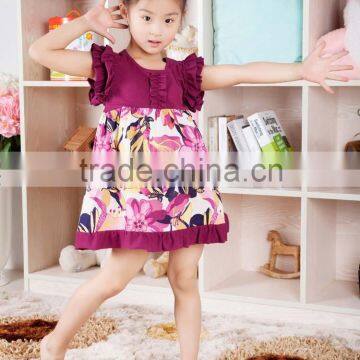 hot product ready made cotton purple ruffle dress beautiful cute baby girl party dress