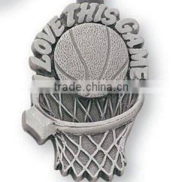 Silver Color Metal Basketball Keychain