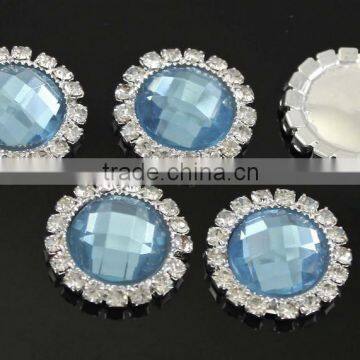 Wholesale Round Light Blue Fashion Bulk Rhinestone Buttons Flatback 2308A33