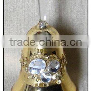 Decorative Golden Hanging Glass Bell with Diamonds