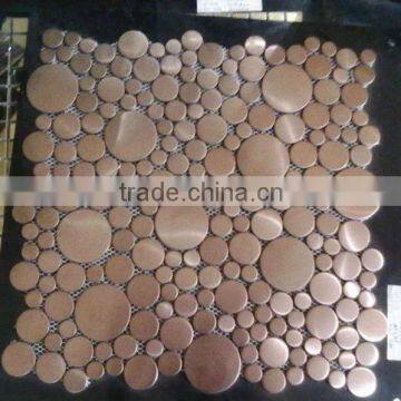 Rosy round brushed stainless steel tiles for wall decoration