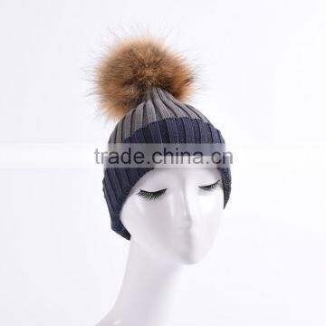 Constract Color Knitted Fur Child Hats Baby Children Winter Hats KZ160086 photo-2