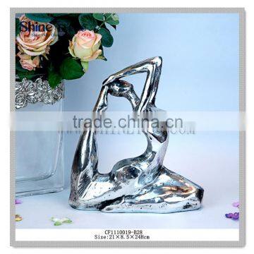 Silver yoga Lady Figurine abstract sculpture