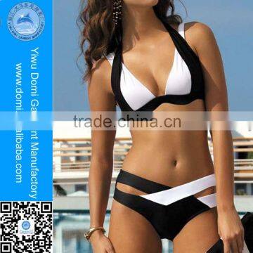 Wholesale black & white fashion sexy mature women bikini swimwear 2016
