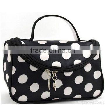 Satin ladies large cosmetic bag with compartments