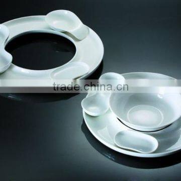 ceramic round tray w. snack bowl H4201