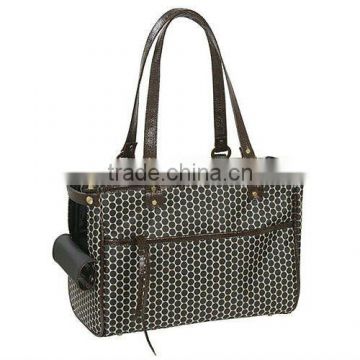 high quality fashion pet handbag with leather trim