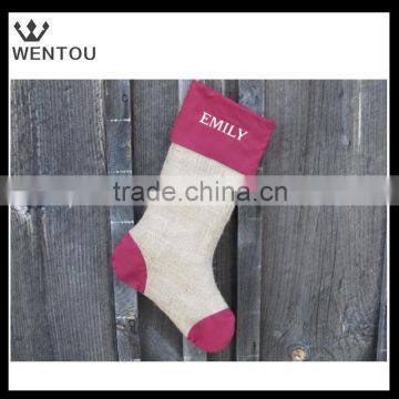 Monogrammed Personalized Burlap Christmas Stocking photo-3