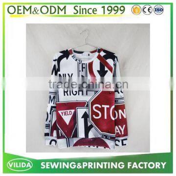 Fashion Crew neck Hoodies Custom Hoodies Sweatshirt with All over Sublimation Printing