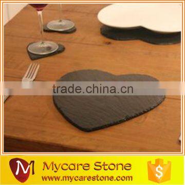 natural black slate dinner heartsahpe serving plate