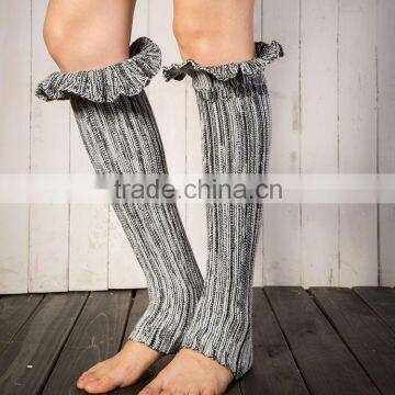 warm leg foot knitting wool boots set of morning glory over the mouth color ribbon socks