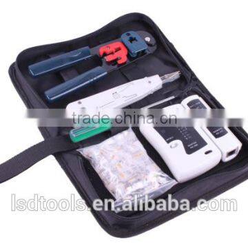LS-K208M professional RJ45 network tool kit with network crimper,cable testor, punch down tool hand tool set