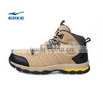 ERKE high quality mens hiking boots classical mens trail shoes high ankle split leather suede upper rubber outsole wholesale/OEM