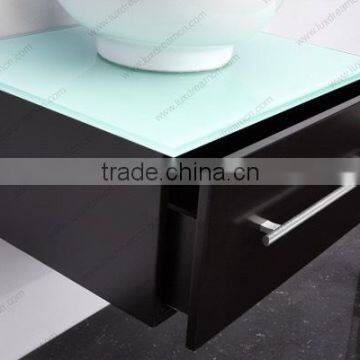 White Bowl Shape Ceramic Basin Mini Bathroom Vanity With Side Cabinet photo-4