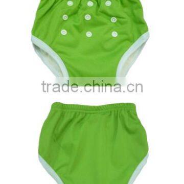 solid green color polyester PUL baby training pants