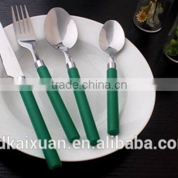 Colorful Stainless Steel Cutlery With Smooth Glossy Frosted Plastic Handle KX-P013