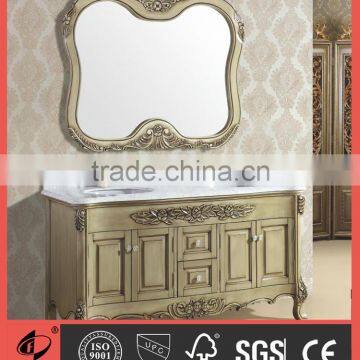 Solid wood bathroom furniture unit high end bathroom vanity with marble counter top S8838-1