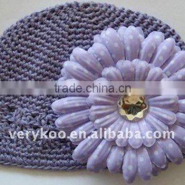 Crochet Newsboy Beanie Kufi Hats With a Daisy Flower