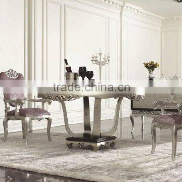 all silver foil baroque hand carved royal classic style dining table