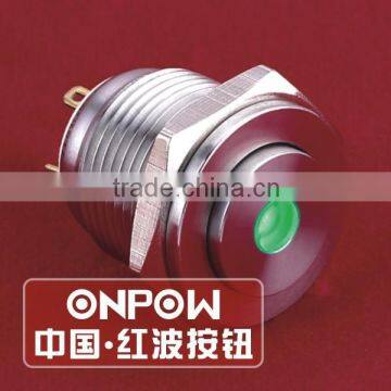 ONPOW 16mm high flat head Dot illuminated Momentary Stainless steel Push Button Switch(GQ16PH-10D/J/G/2.8V/S) CE, RoHS