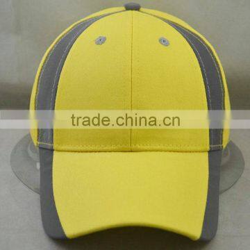 safety hat with light reflecting 3M cap neon yellow and silver hat