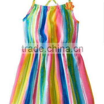 Kids Clothes Factory Manufacturer Eco-friendly Water printing Summer beach dresses little girls fashion dresses