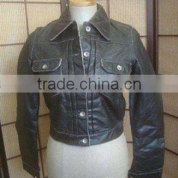 Great Black Woman's Leather Coat Jacket Size