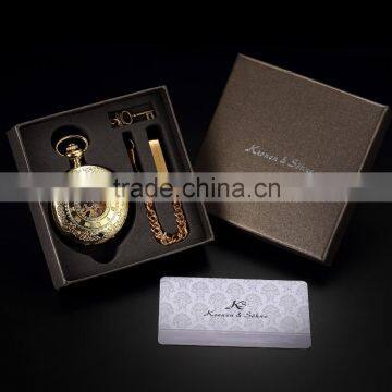 Skeleton Steampunk Transparent Half Hunter Roman Dial Gold Mechanical Pocket Watch photo-6