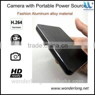 Portable Aluminium alloy hd 1080P mobile power bank camera hidden camcorder motion detection dvr power bank hidden camera